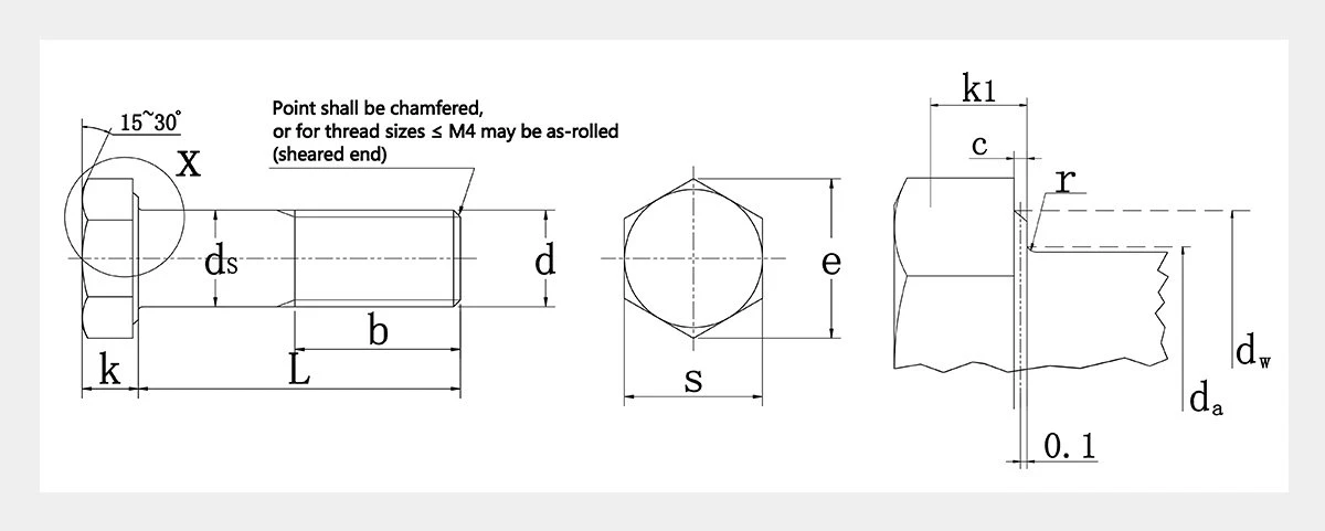 Stainless Steel Hex Head Bolts-2D